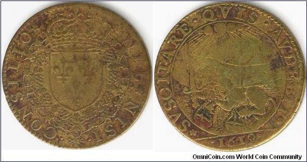 1619 jeton issued during reign of Louis XIII for the Conseil Du Roi (Kings Counsel).