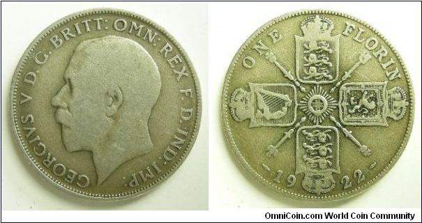 Florin (2 Shillings), 
George V, 
Spink ref:4022A