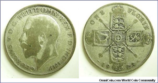 Florin (2 Shillings), 
George V, 
Spink ref:4022A