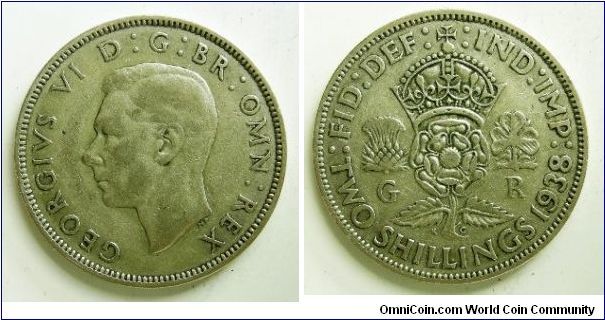 Florin (2 Shillings), 
George VI, 
Spink ref:4081