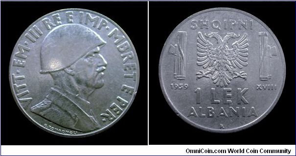 Kingdom of Italy (Albania) - Victor Emmanuel III - 1 Lek (Magnetic) - Acmonital