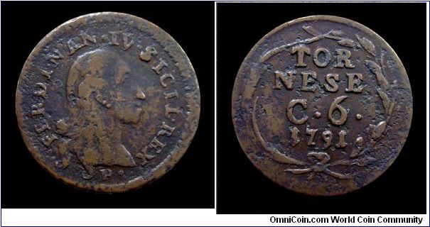 Kingdom of Naples - Ferdinand IV - 6 Cavalli (1 Tornese) - Copper