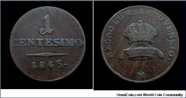 Lombardy-Venetia - Ferdinand I of Austria - 1 Centesimo - Milan Mint - Copper