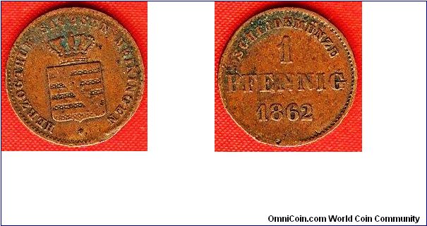 Duchy of Saxe-Meiningen
1 pfennig
copper