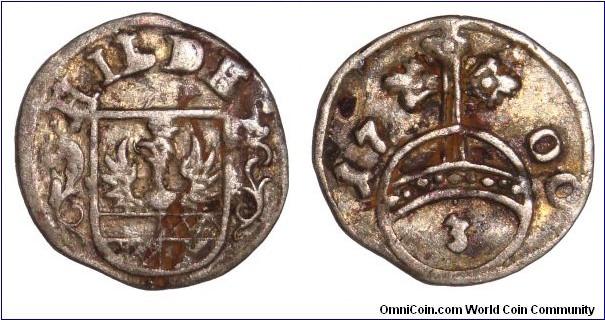 HILDESHEIM (MUNICIPAL)~3 Pfennig 1700.