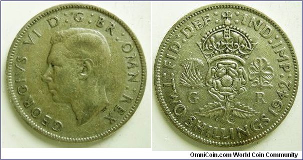 Florin (2 Shillings), 
George VI, 
Spink ref:4081