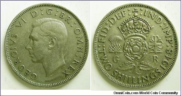 Florin (2 Shillings), 
George VI, 
Spink ref:4102