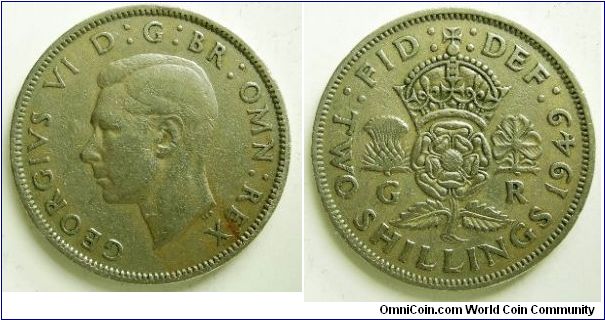 Florin (2 Shillings), 
George VI, 
Spink ref:4107