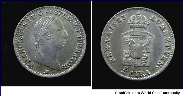 Lombardy-Venetia - Francis I of Austria - 1/4 Lira - Silver (Milan mint)