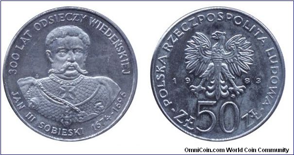 Poland, 50 zlotych, 1983, Cu-Ni, Jan Sobieski III (1674-1696), People's Republic of Poland.                                                                                                                                                                                                                                                                                                                                                                                                                         