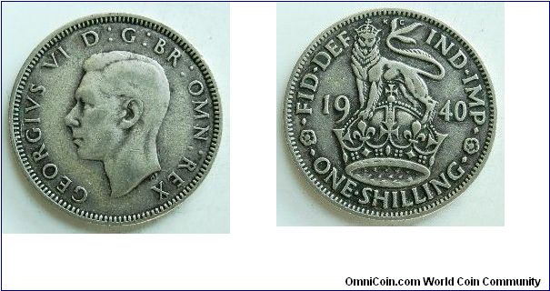 1 Shilling, 
George VI,  
Spink ref:4082