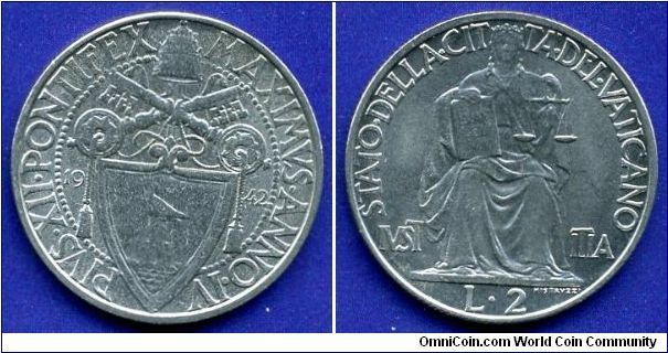 2 Lire.
Pontiff Pius XII (1939-1958).
Mintage 270,000 units.


Rafting Akmonital.