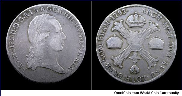 Duchy of Milan and Mantua - Francis II Habsburg . Kronentaler (Crocione) Milan mint - Silver