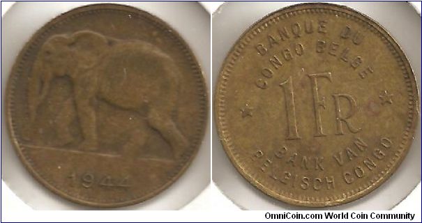 1 Franc Belgian Congo