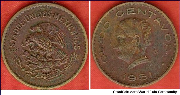 Estados Unidos Mexicanos
5 centavos
Josefa Ortiz de Dominguez
bronze