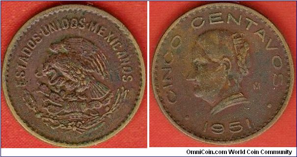 Estados Unidos Mexicanos
5 centavos
Josefa Ortiz de Dominguez
bronze