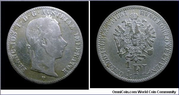 Lombardy-Venetia (Coinage for the Austrian Empire) - Francis Joseph I - 1/4 Florin (Venice mint) - Silver