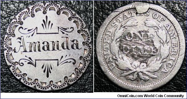Silver Love Token for AMANDA
on US dime circa 1870