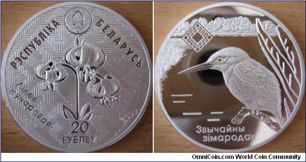 20 Rubles - Kingfisher - 33.63 g Ag .925 Proof - mintage 5,000