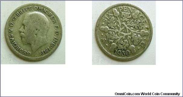 Sixpence, 
George V,
Spink ref:4040