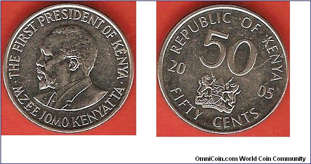 50 cents
Mzee Jomo Kenyatta, the First President of Kenya
nickel-plated steel