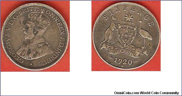 6 pence
George V, king and emperor of India
0.925 silver