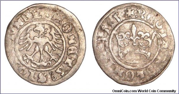 POLAND (KINGDOM)~1/2 Groschen 1511.