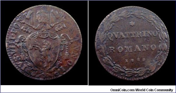 Papal States - Pius VIII - 1 Quattrino - Copper