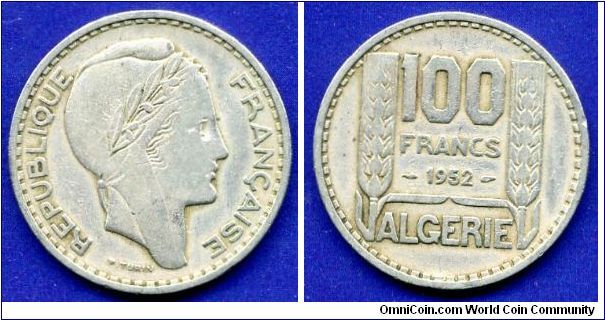 100 Francs.
Republique Francaise.
Franch Algerie.
Mintage 12,000,000 units.


Cu-Ni.