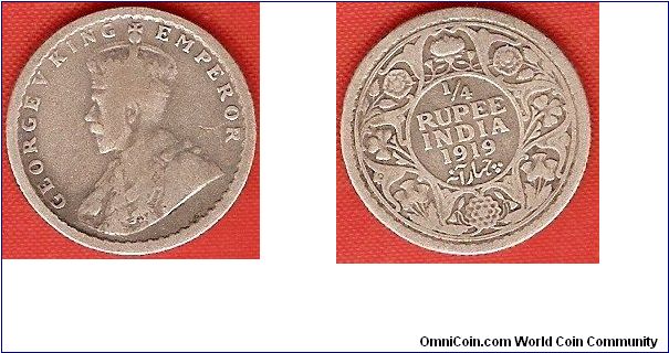 British India1/4 rupeeGeorge V, king and emperor0.917 silverCalcutta Mint