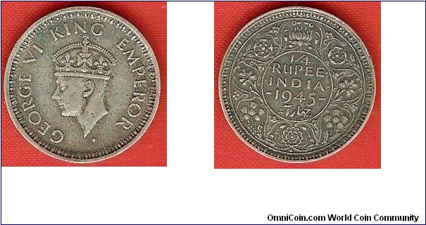 British India
1/4 rupee
George VI, king and emperor
small second head
security edge
0.500 silver
Mumbai Mint