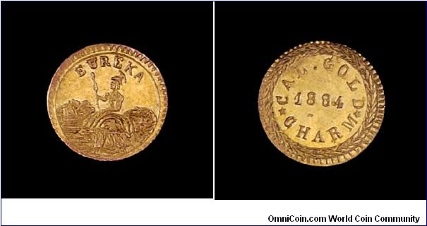 California Gold Charm (the 9 in 1894 is damaged on the die).