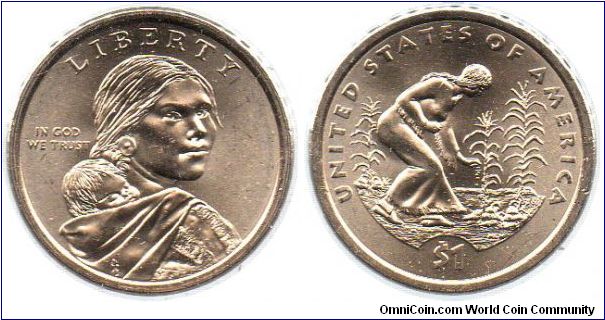 2009 Sacagewea Dollar - Woman planting seeds