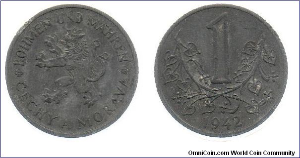 Bohemia and Moravia 1942 1 Koruna