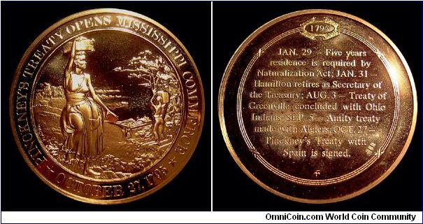 Medal-Pinkney's Treaty Opens Mississippi Commerce, October 27, 1795