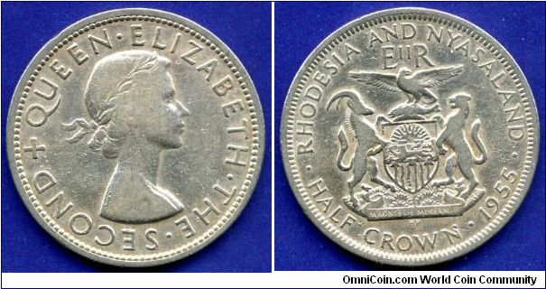 Half Crown.
Rhodesia & Nyasaland.
Elizabeth II.


Cu-Ni.