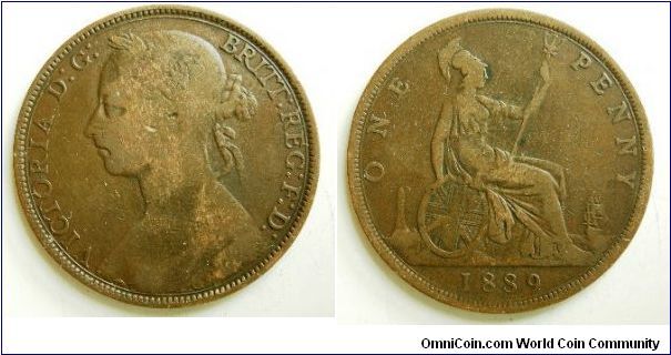 1 Penny, 
Victoria, 
Obv13,RevN, 
Spink ref: 3954