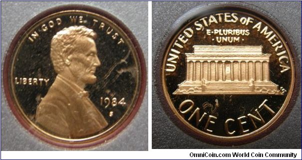 Lincoln One cent.1984-S PROOF SET - Prestige.
Mintage: 316,680,
Original Issue Price: $59.00