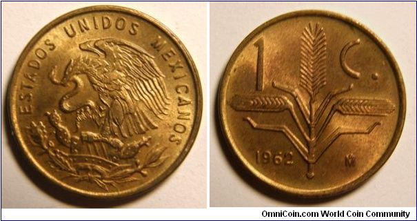 CENTAVO, BRASS. OBVERSE: NATIONAL ARMS, EAGLE LEFT.REVERSE: OAK SPRIGS, 1C. DATE