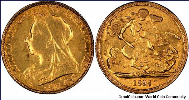 Very obvious and crude fake sovereign, 1894 Melbourne Mint, taken from the 'fakes' page of our goldsovereigns.co.uk website. We provide these pages to help people learn to tell fakes. Some like this one are more obvious than others.