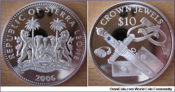 10 Dollars - Crown jewels - 28.28 g Ag .925 Proof (with sapphire) - unknown mintage