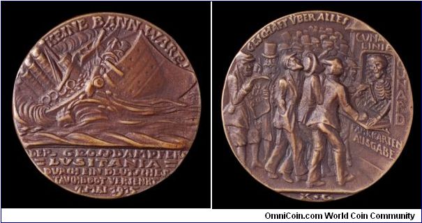 Karl Goetz bronze medal, the sinking of the Lusitania.