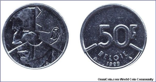 Belgium, 50 francs, 1989, Ni, Belgie.                                                                                                                                                                                                                                                                                                                                                                                                                                                                               
