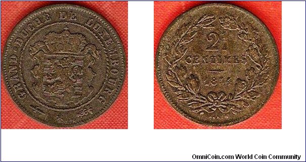 2 1/2 centimes
bronze
Utrecht Mint