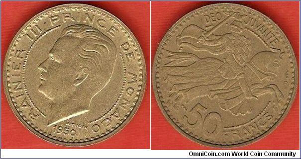50 francs
Rainier III, prince of Monaco
aluminum-bronze