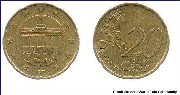 2002 20 Euro cents - Brandenburg gate