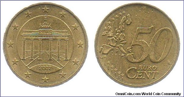 2002 50 Euro cents - Brandenburg gate