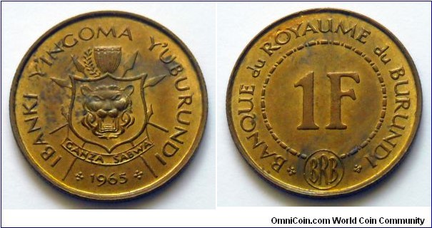 1 franc - Kingdom of Burundi.