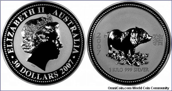 One kilo silver 'Year of the Boar' coin by Perth Mint.