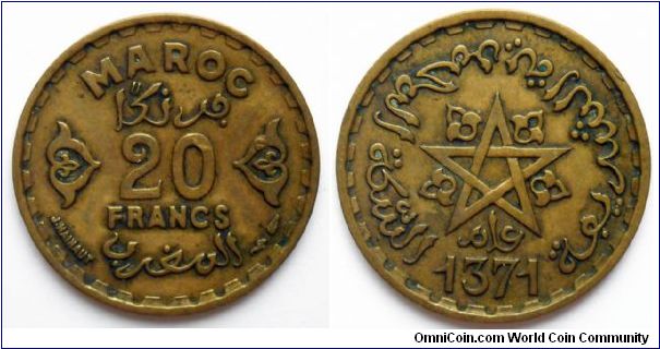 20 francs.
(French protectorate)